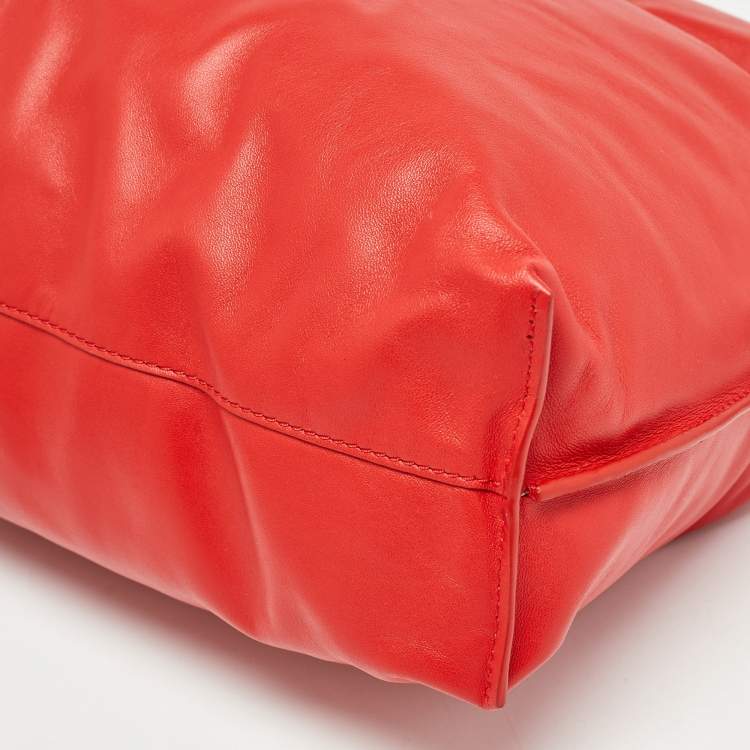 Pre Owned Loewe Red Leather Medium Flamenco Clutch Bag