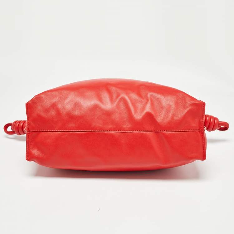 Pre Owned Loewe Red Leather Medium Flamenco Clutch Bag
