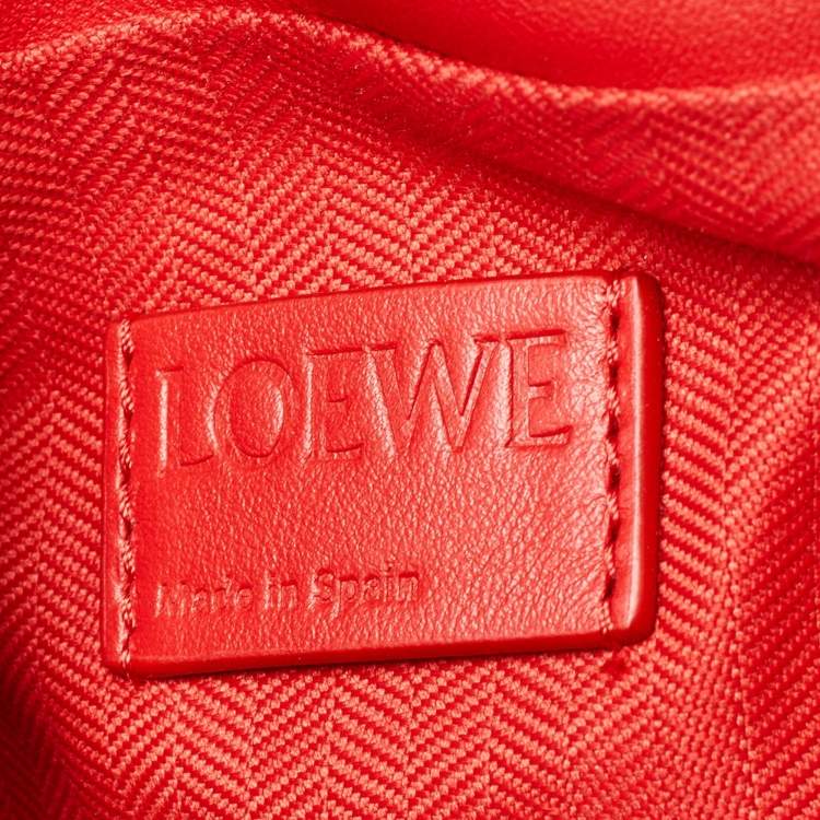 Pre Owned Loewe Red Leather Medium Flamenco Clutch Bag