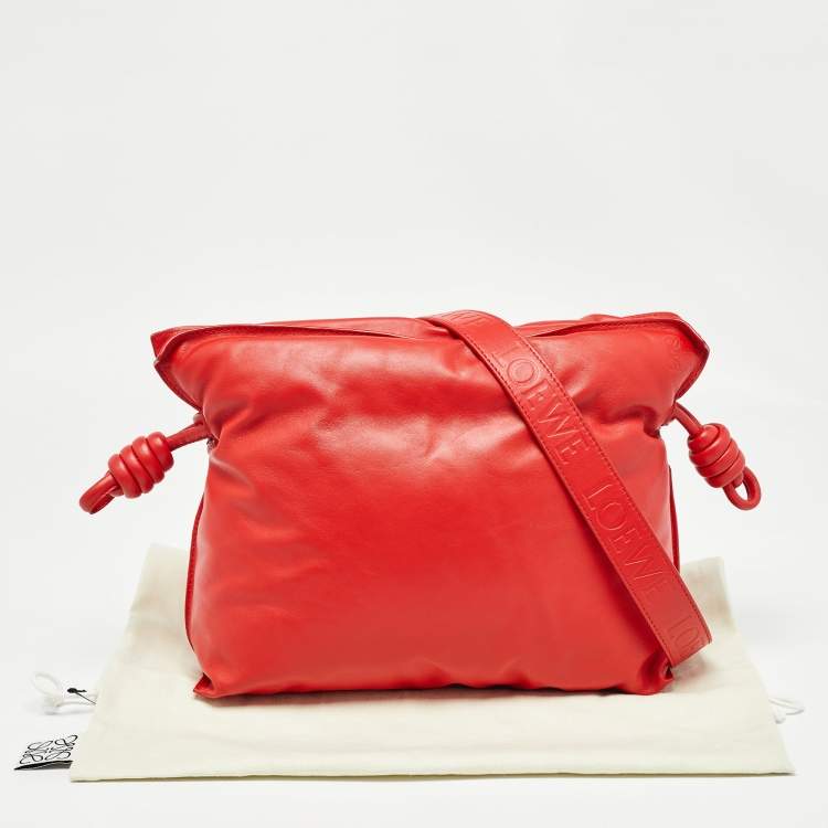 Pre Owned Loewe Red Leather Medium Flamenco Clutch Bag