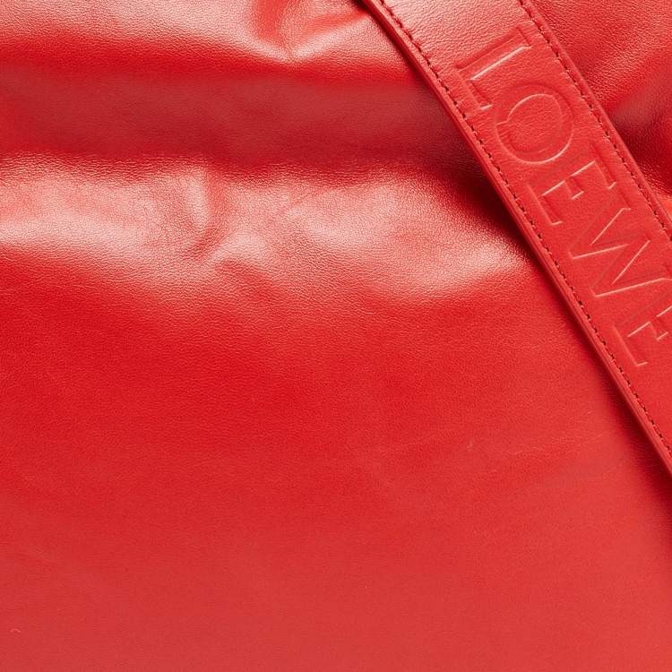 Pre Owned Loewe Red Leather Medium Flamenco Clutch Bag