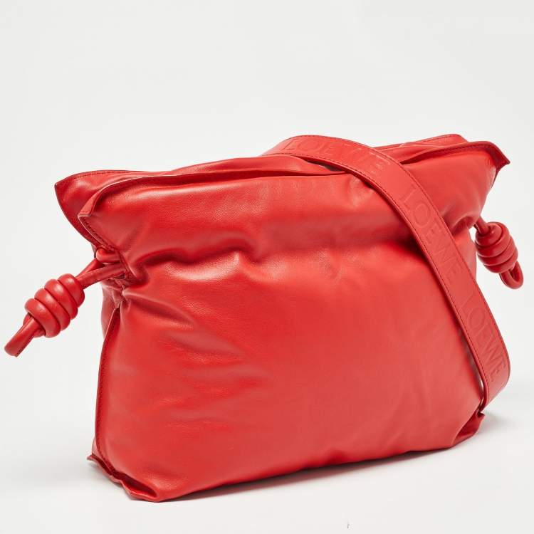 Pre Owned Loewe Red Leather Medium Flamenco Clutch Bag