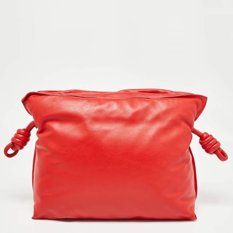 Pre Owned Loewe Red Leather Medium Flamenco Clutch Bag