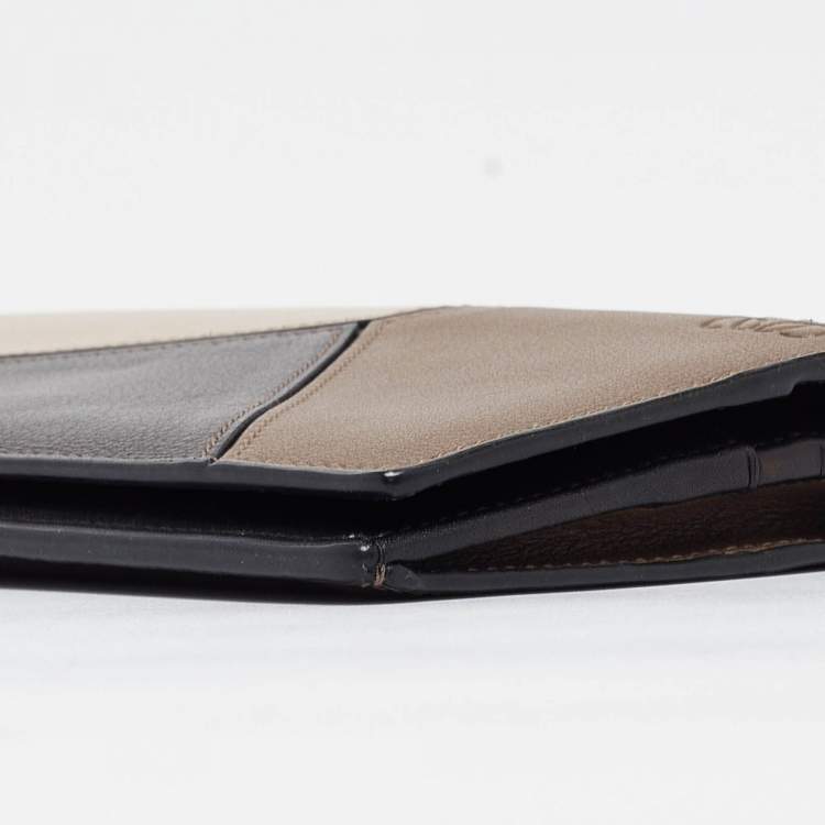 Pre Owned Loewe Brown/Beige Leather Puzzle Long Bifold Wallet