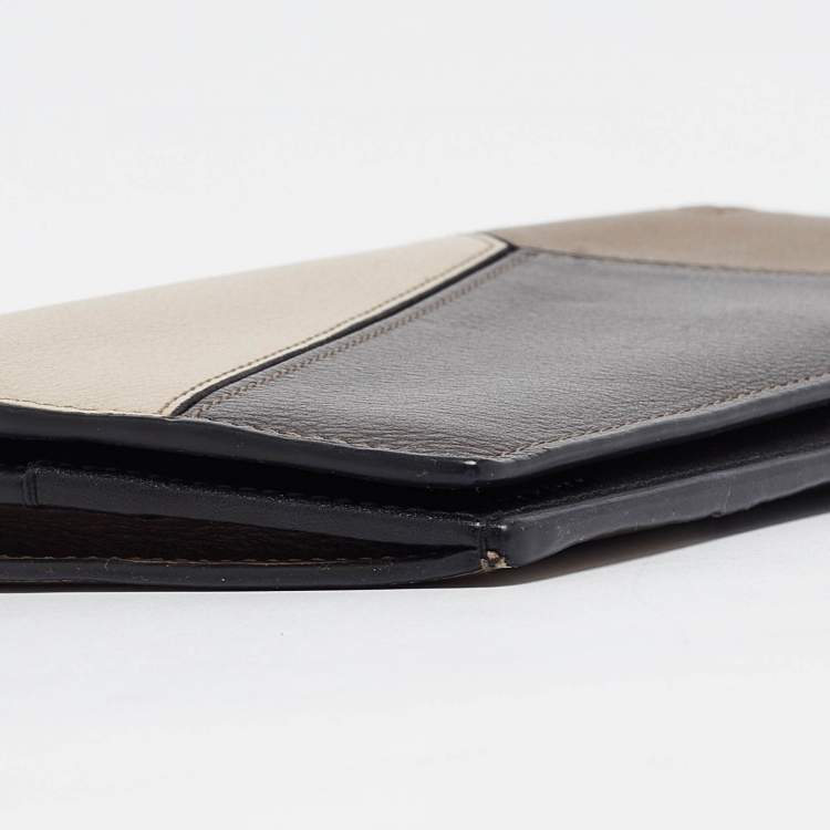 Pre Owned Loewe Brown/Beige Leather Puzzle Long Bifold Wallet