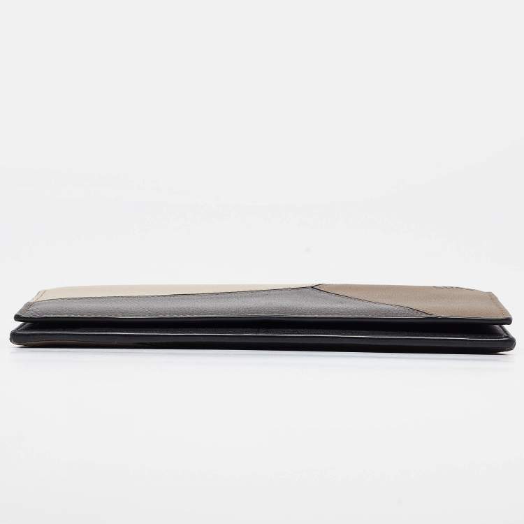 Pre Owned Loewe Brown/Beige Leather Puzzle Long Bifold Wallet
