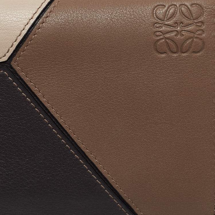 Pre Owned Loewe Brown/Beige Leather Puzzle Long Bifold Wallet