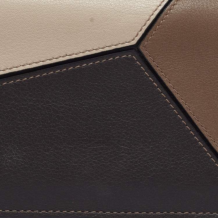 Pre Owned Loewe Brown/Beige Leather Puzzle Long Bifold Wallet