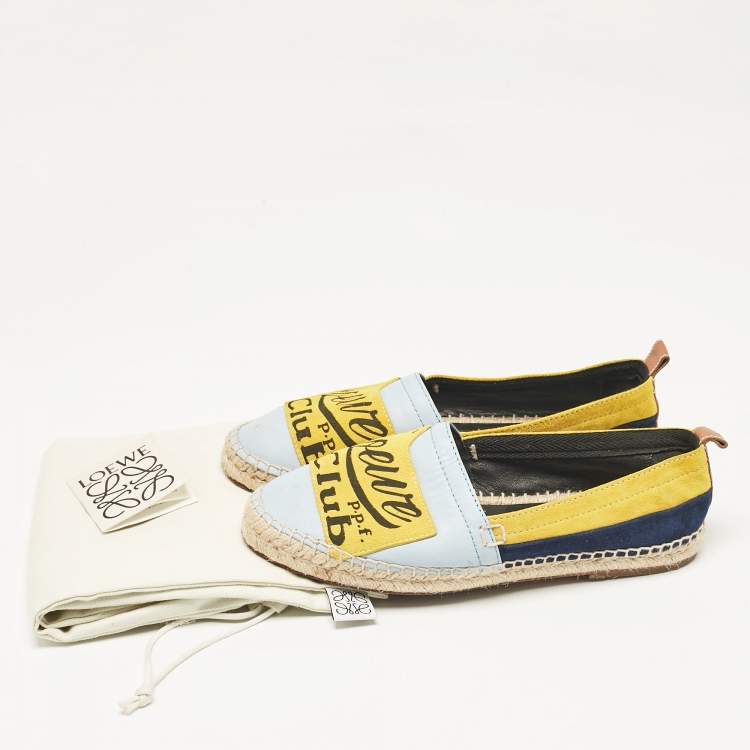 Pre Owned Loewe Multicolor Leather and Suede Club Logo Espadrille Flats Size 41