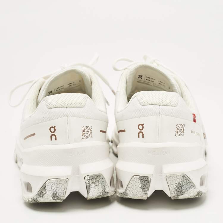 Pre Owned Loewe White Leather and Mesh Polyester Lace Up Sneakers Size 38         