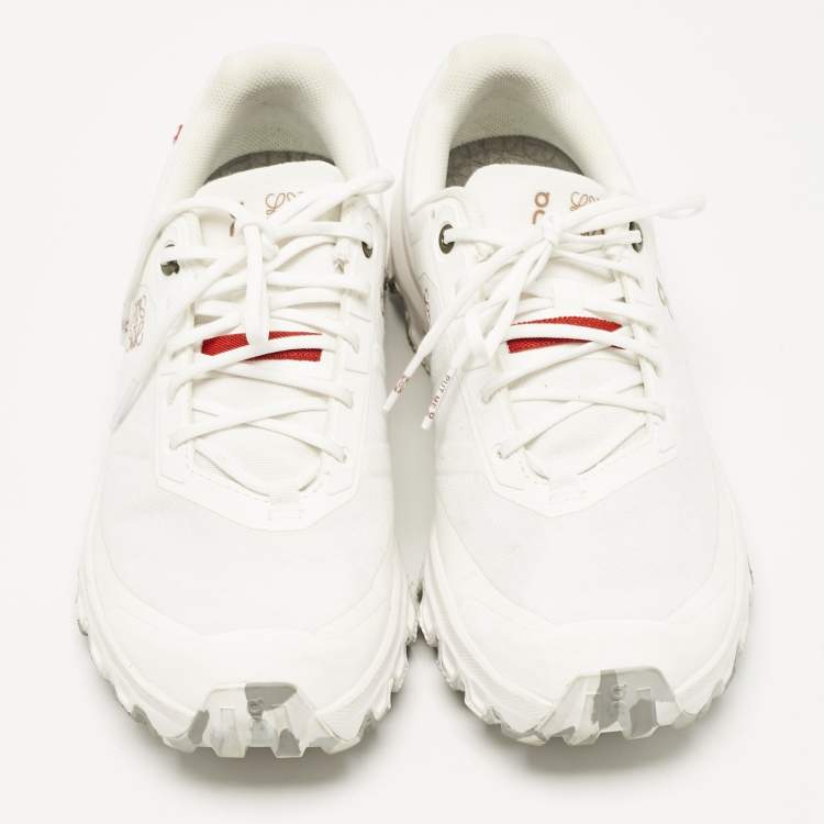 Pre Owned Loewe White Leather and Mesh Polyester Lace Up Sneakers Size 38         
