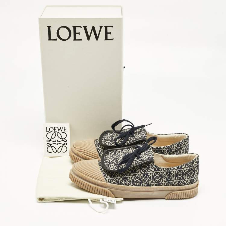 Pre Owned Loewe Black Jacquard Anagram Lace Up Sneakers Size 39