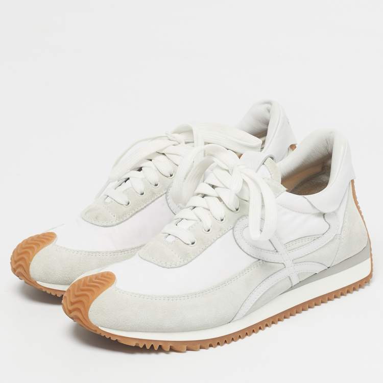 Pre Owned Loewe White Fabric, Suede and Leather Flow Low Top Sneakers Size 39