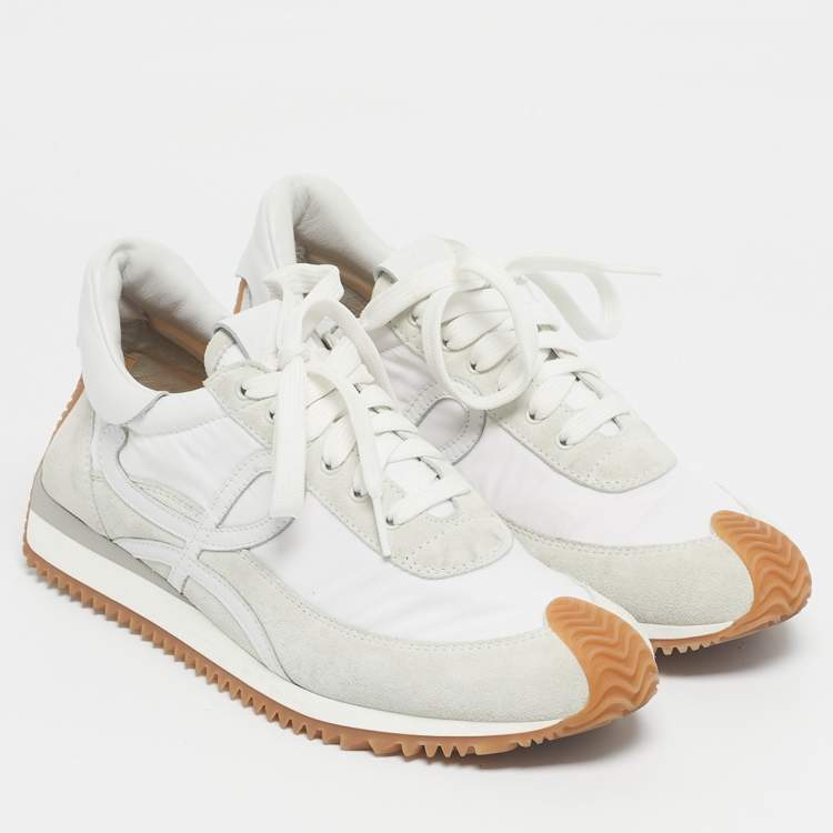 Pre Owned Loewe White Fabric, Suede and Leather Flow Low Top Sneakers Size 39