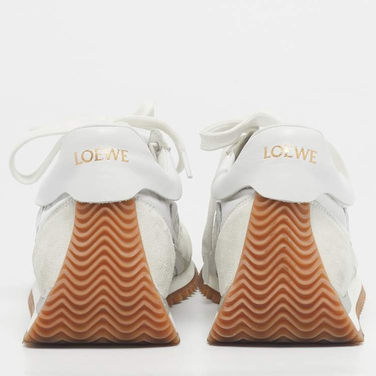 Pre Owned Loewe White Fabric, Suede and Leather Flow Low Top Sneakers Size 39