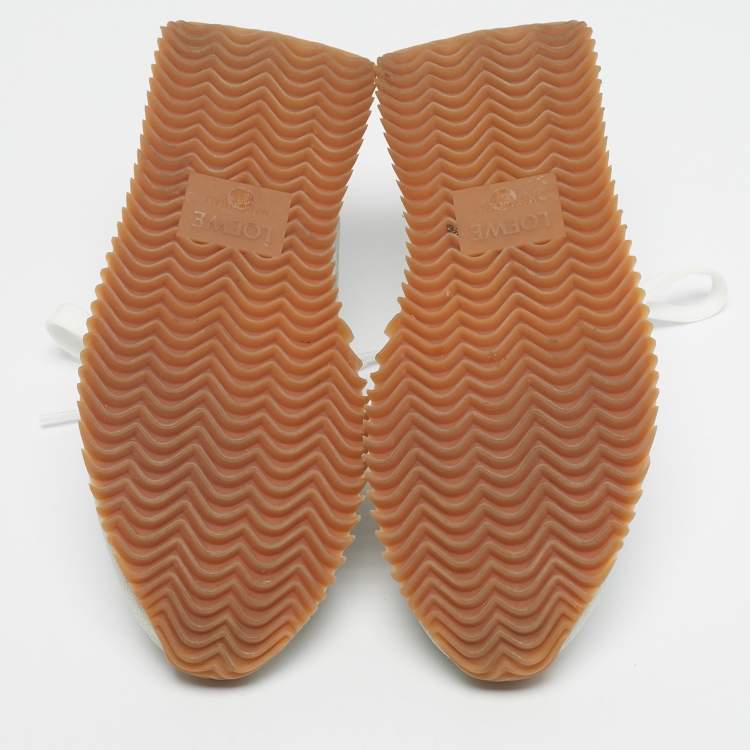 Pre Owned Loewe White Fabric, Suede and Leather Flow Low Top Sneakers Size 39