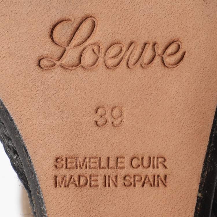 Pre Owned Loewe Grey Leather Strappy Wedge Sandals Size 39