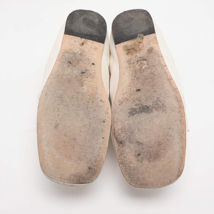 Pre Owned Loewe White Leather Anagram Derby Size 40