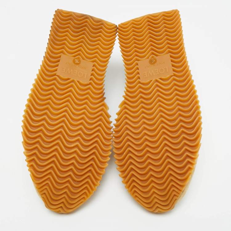 Pre Owned Loewe Beige Suede and Nylon Flow Runner Sneakers Size 36