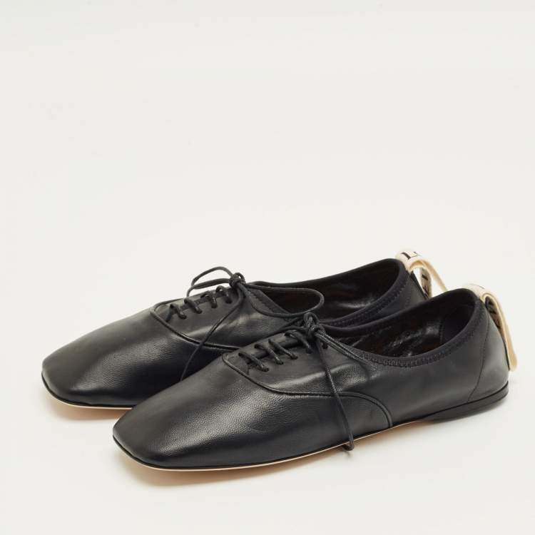 Pre Owned Loewe Black Leather Anagram Lace Up Sneakers Size 36