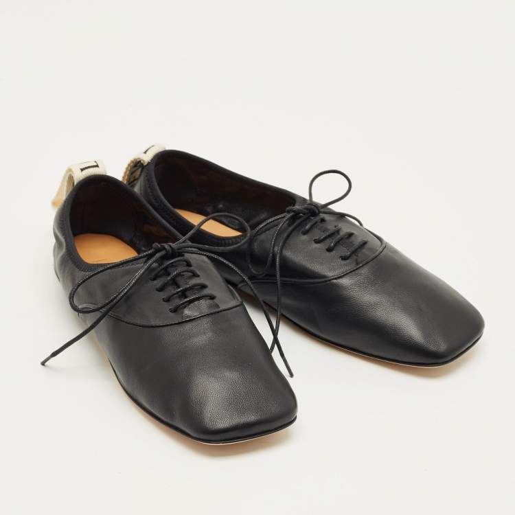 Pre Owned Loewe Black Leather Anagram Lace Up Sneakers Size 36