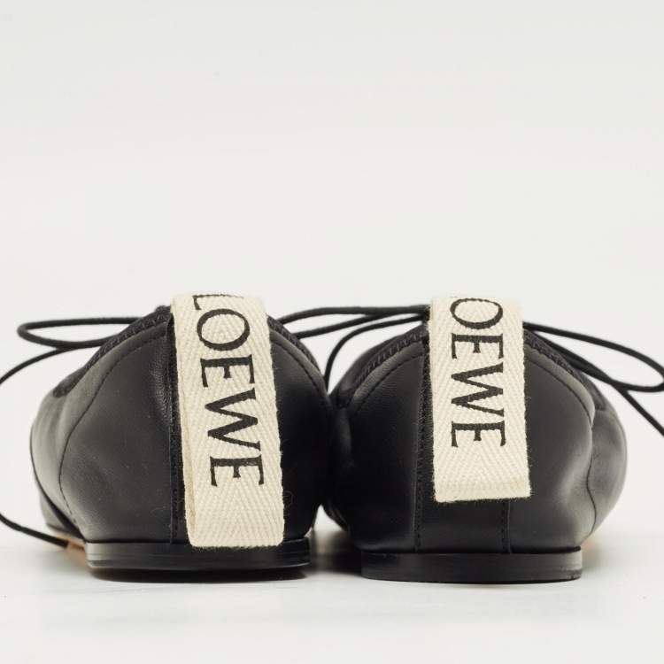 Pre Owned Loewe Black Leather Anagram Lace Up Sneakers Size 36