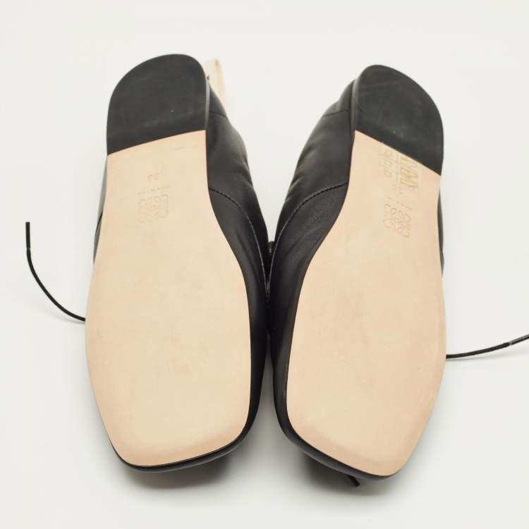 Pre Owned Loewe Black Leather Anagram Lace Up Sneakers Size 36