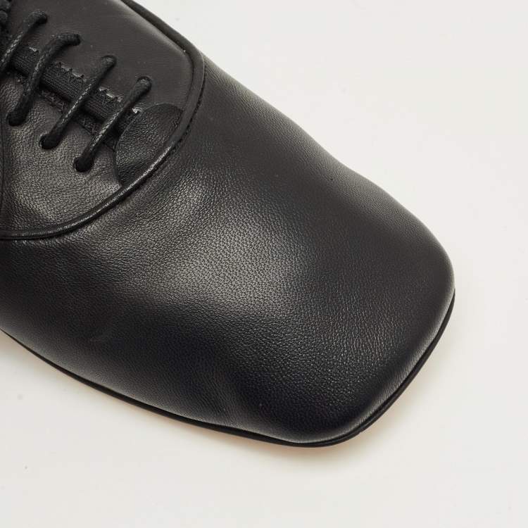 Pre Owned Loewe Black Leather Anagram Lace Up Sneakers Size 36