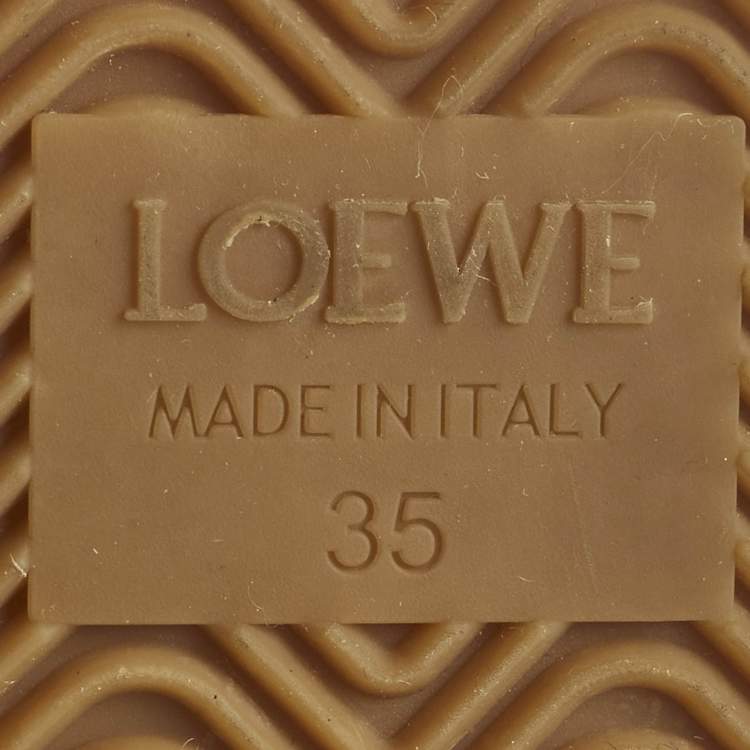 Pre Owned Loewe Brown Suede Paneled Lace Up Sneakers Size 35