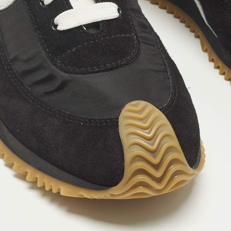 Pre Owned Loewe Flow logo Size 36 Black Nylon and Suede Lace Up Sneakers