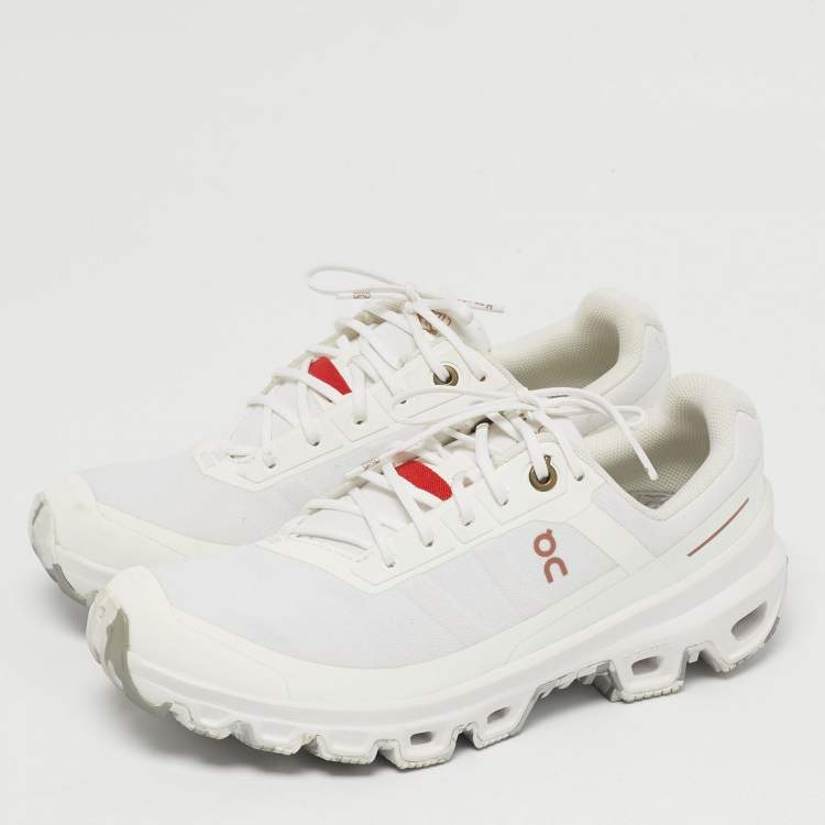 Pre Owned Loewe X ON Cloudventure Size 37.5 White Canvas Lace Up Sneakers