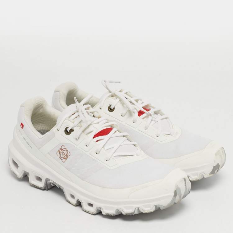 Pre Owned Loewe X ON Cloudventure Size 37.5 White Canvas Lace Up Sneakers