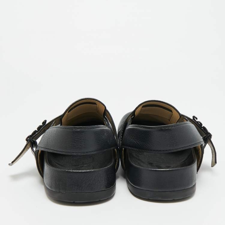 Pre Owned Loewe Ease Size 40 Black Leather Slingback Sandals