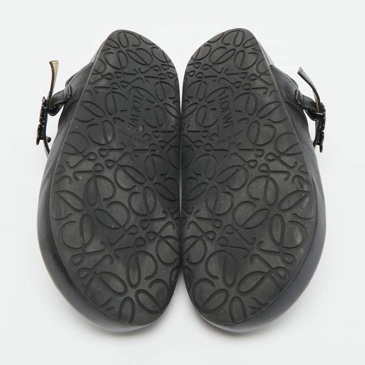 Pre Owned Loewe Ease Size 40 Black Leather Slingback Sandals
