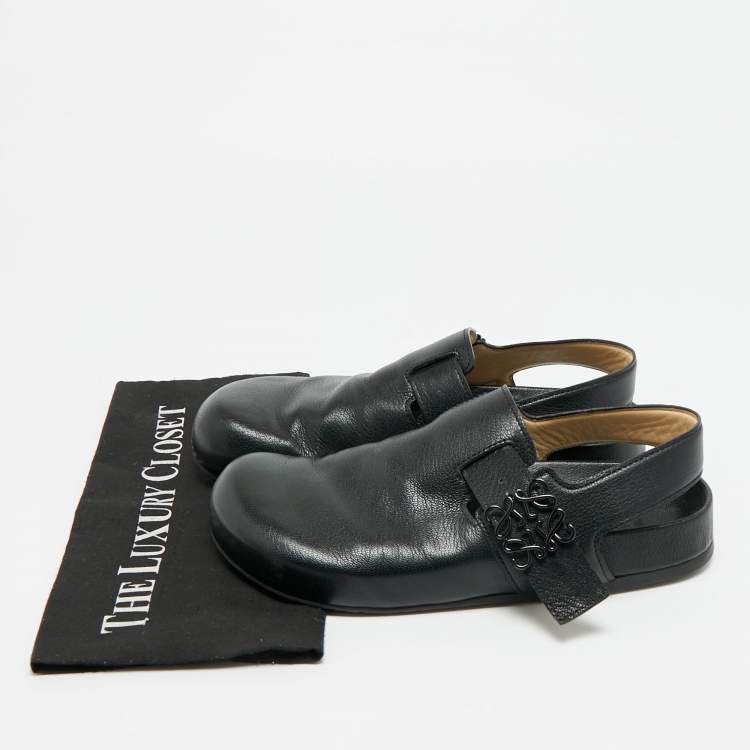 Pre Owned Loewe Ease Size 40 Black Leather Slingback Sandals