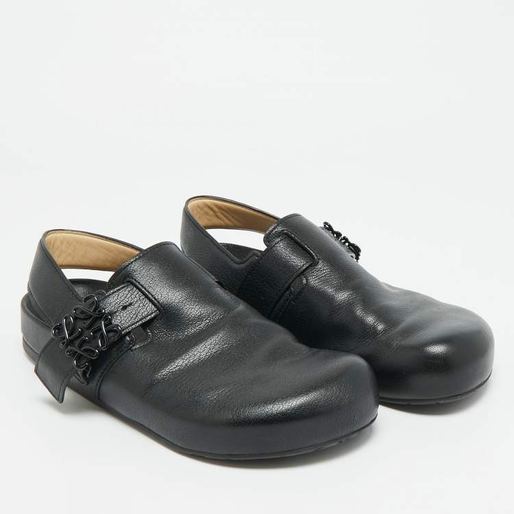 Pre Owned Loewe Ease Size 40 Black Leather Slingback Sandals