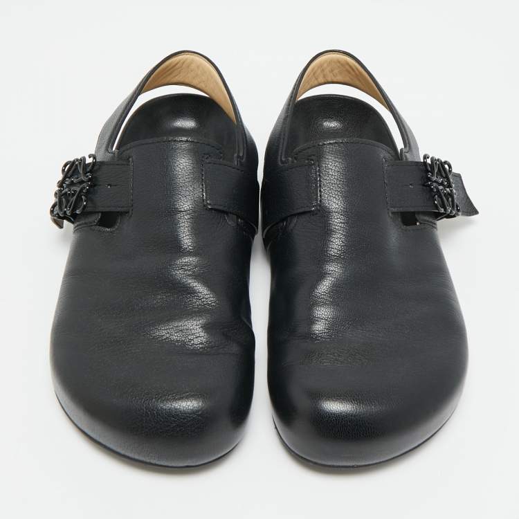 Pre Owned Loewe Ease Size 40 Black Leather Slingback Sandals