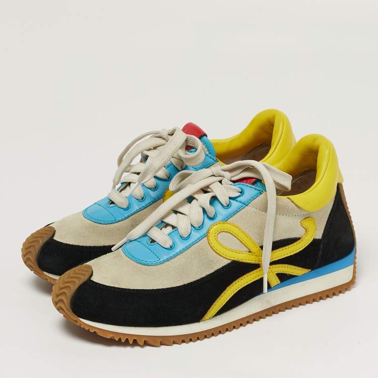 Pre Owned Loewe Flow Runner Size 37 Multicolor Leather and Suede Low Top Sneakers
