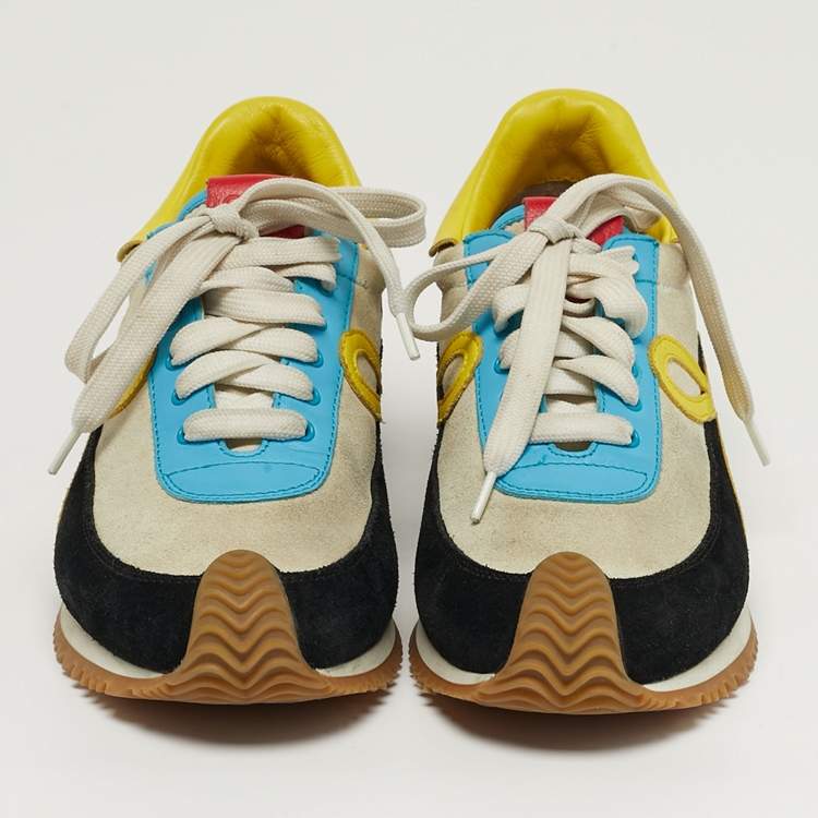 Pre Owned Loewe Flow Runner Size 37 Multicolor Leather and Suede Low Top Sneakers