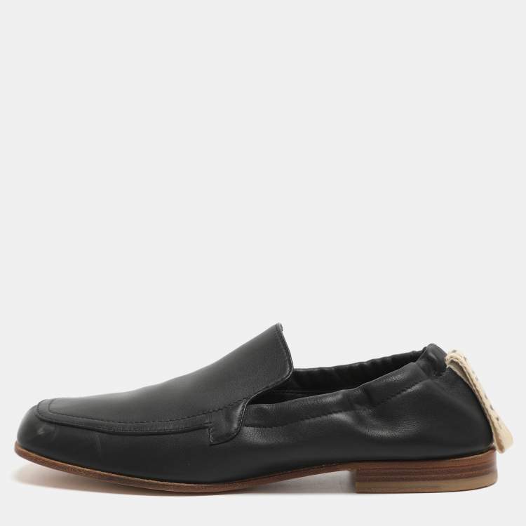 Pre Owned Loewe Size 39 Black Leather Elasticated Loafers
