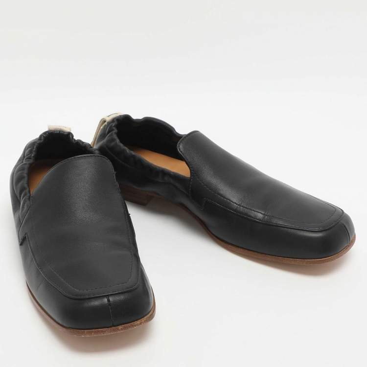 Pre Owned Loewe Size 39 Black Leather Elasticated Loafers