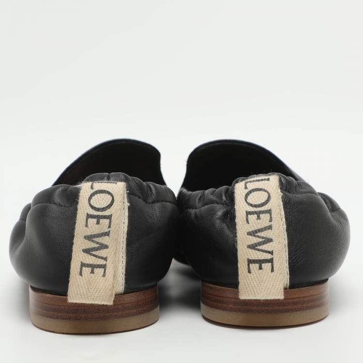 Pre Owned Loewe Size 39 Black Leather Elasticated Loafers