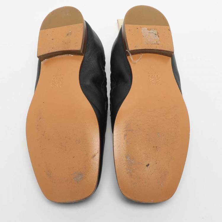 Pre Owned Loewe Size 39 Black Leather Elasticated Loafers