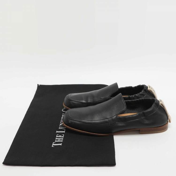 Pre Owned Loewe Size 39 Black Leather Elasticated Loafers