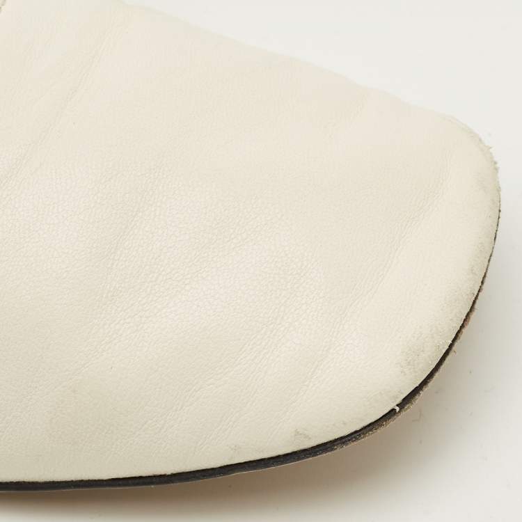 Pre Owned Loewe Anagram Size 40 White Leather Lace Up Derby Shoes