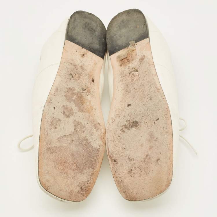 Pre Owned Loewe Anagram Size 40 White Leather Lace Up Derby Shoes