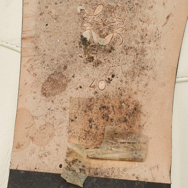 Pre Owned Loewe Anagram Size 40 White Leather Lace Up Derby Shoes