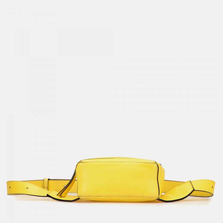 Pre Owned Loewe Yellow Mini Calfskin Puzzle Bumbag