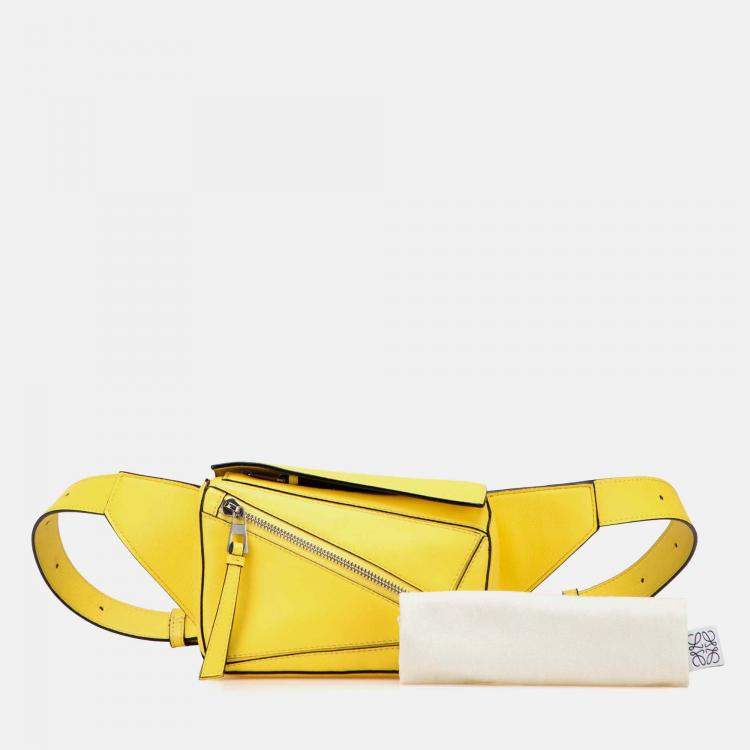 Pre Owned Loewe Yellow Mini Calfskin Puzzle Bumbag