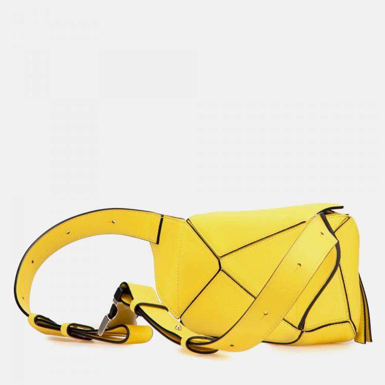 Pre Owned Loewe Yellow Mini Calfskin Puzzle Bumbag